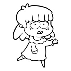 cartoon tired woman