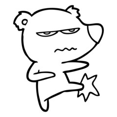 angry bear cartoon kicking