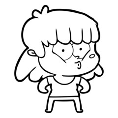 cartoon whistling girl