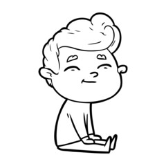 happy cartoon man sitting