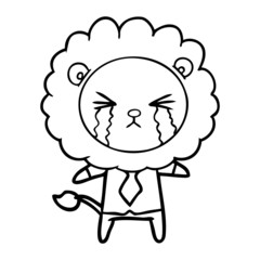 cartoon crying lion wearing shirt and tie
