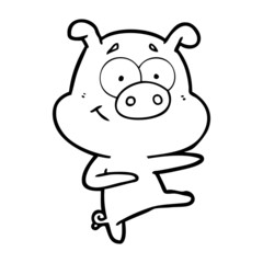 Obraz premium cartoon pig pointing