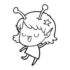 happy alien girl cartoon laughing