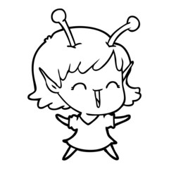cartoon alien girl laughing