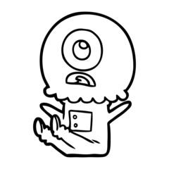 cartoon cyclops alien spaceman