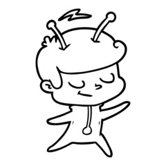 friendly cartoon spaceman dancing