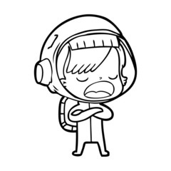 cartoon astronaut woman explaining