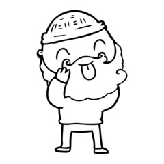 man with beard sticking out tongue