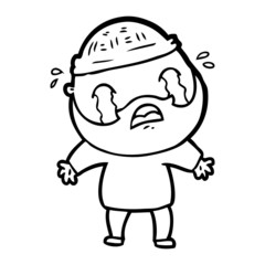 cartoon bearded man crying