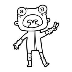 cartoon weird alien waving
