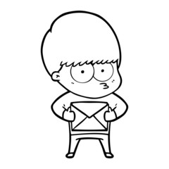 nervous cartoon boy