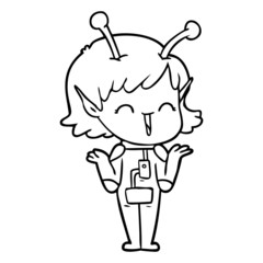 cartoon alien girl laughing