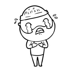 cartoon bearded man crying