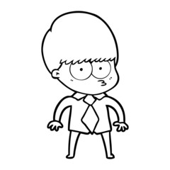 Obraz premium nervous cartoon boy wearing shirt and tie
