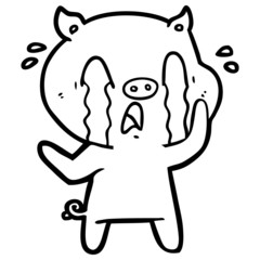 crying pig cartoon