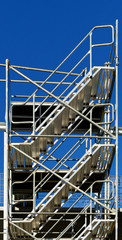 Stairs to nothing, steel staircase construction on a building site