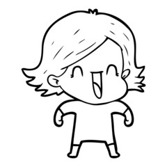 Obraz premium cartoon happy woman