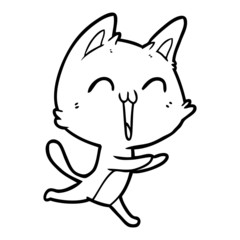 happy cartoon cat meowing
