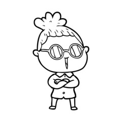 cartoon woman wearing spectacles