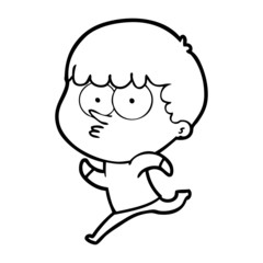 Obraz premium cartoon curious boy running