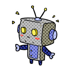 cute cartoon surprised robot