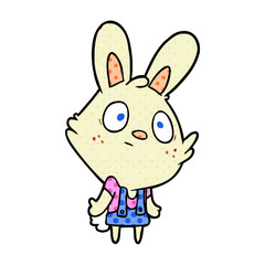 cute cartoon rabbit shrugging shoulders