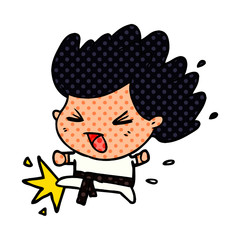 cute cartoon kicking karate champion