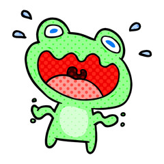 cute cartoon frog frightened