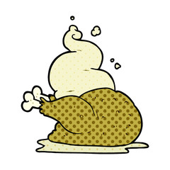 cartoon whole cooked chicken