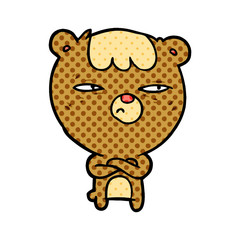 cartoon annoyed bear with arms crossed