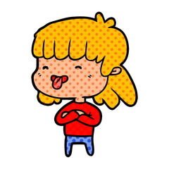 cartoon girl sticking out tongue
