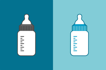baby milk bottle isolated on blue background
