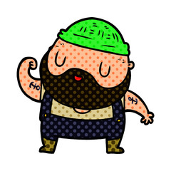 cartoon tough fisherman