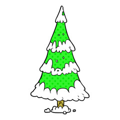 cartoon snowy christmas tree