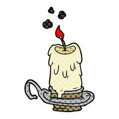 cartoon old spooky candle in candleholder