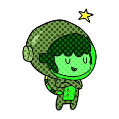 cartoon female future astronaut in space suit