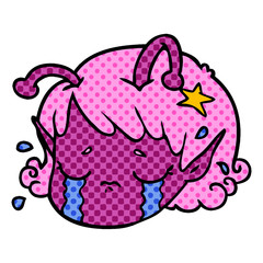 cartoon alien space girl face crying