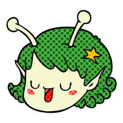 cartoon alien space girl face
