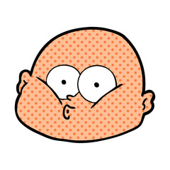 cartoon curious bald man