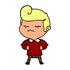 cartoon cool guy with fashion hair cut