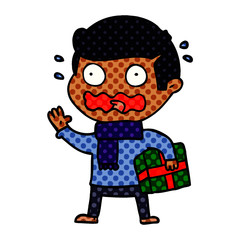 cartoon man totally stressed out