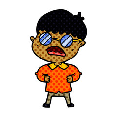 Naklejka premium cartoon boy wearing spectacles