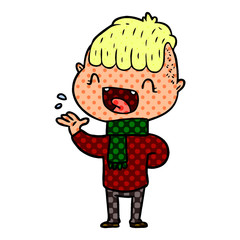 cartoon happy boy laughing