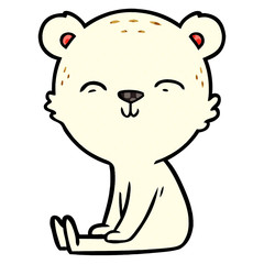 happy cartoon polar bear sitting