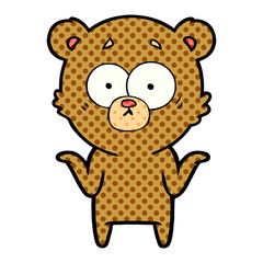 cartoon bear shrugging shoulders