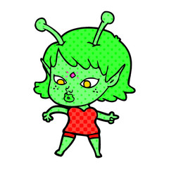 pretty cartoon alien girl