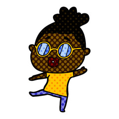 cartoon woman dancing wearing spectacles