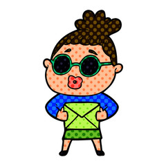 cartoon woman wearing sunglasses