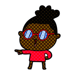 cartoon woman wearing spectacles