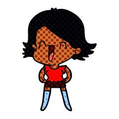 cartoon happy woman